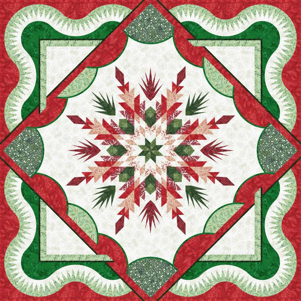 Boughs of Holly Quilt Pattern in Christmas Colors